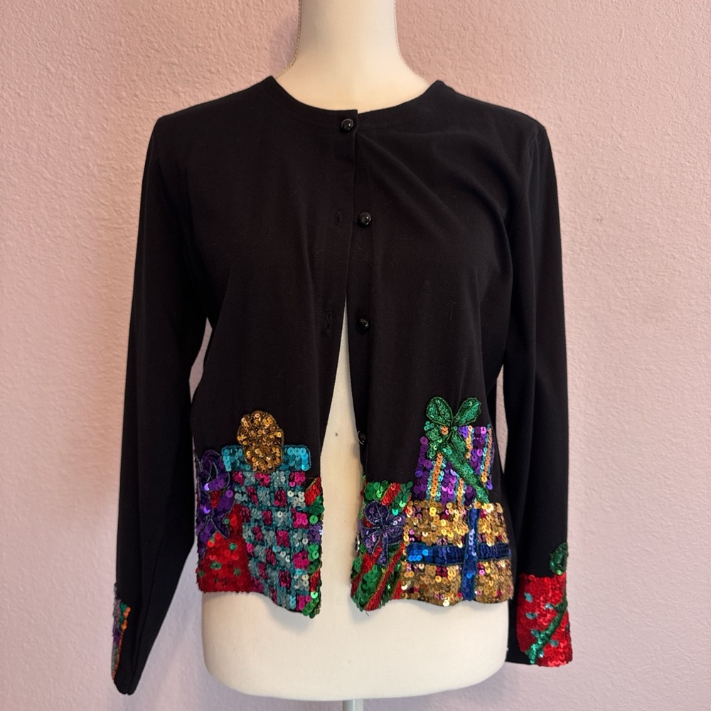 Festive Black Sequin Sweater